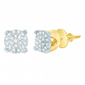 10kt yellow gold diamond round studs
