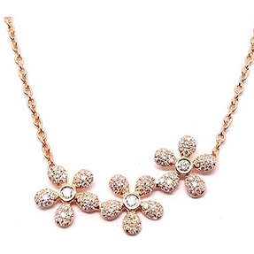 14kt rose gold diamond 3-flower necklace