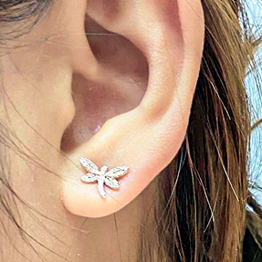 14kt rose gold diamond dragonfly earrings - Image 2