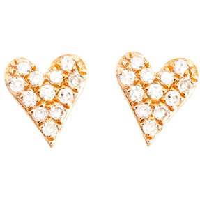 14kt rose gold diamond heart earrings