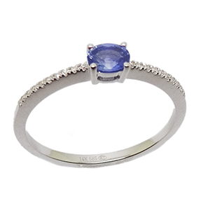 14kt white gold diamond and sapphire petite ring