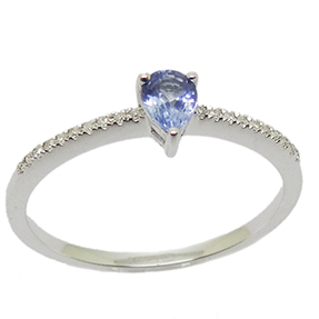 14kt white gold diamond and sapphire petite ring