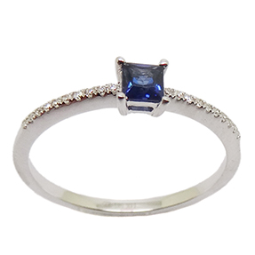 14kt white gold diamond and sapphire petite ring