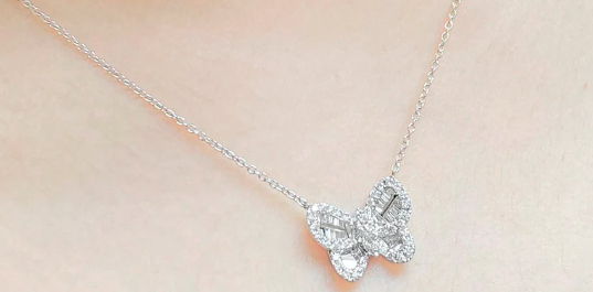 14kt white gold diamond butterfly necklace - Image 2
