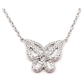 14kt white gold diamond butterfly necklace