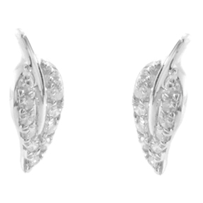 14kt white gold diamond feather earrings - Image 2