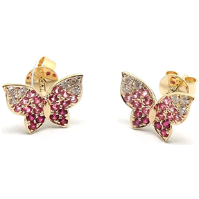 14kt yellow gold diamond and sapphire butterfly earrings