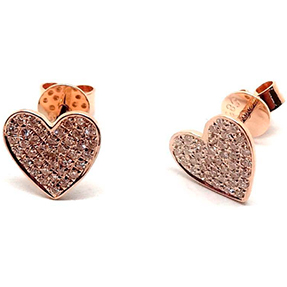 14kt yellow gold diamond and sapphire heart earrings