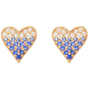 14kt yellow gold diamond heart earrings
