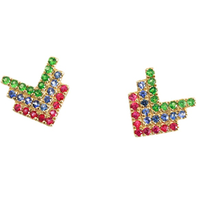 14kt yellow gold multi-color sapphire earrings