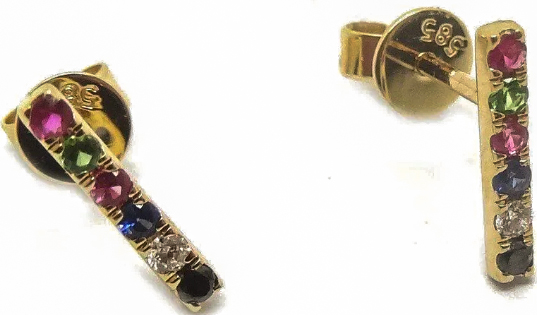 14kt yellow gold multi-color topaz and diamond earrings - Image 2