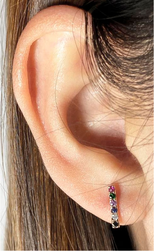 14kt yellow gold multi-color topaz and diamond earrings - Image 4