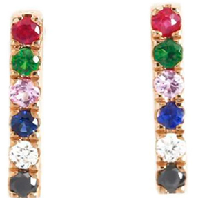 14kt yellow gold multi-color topaz and diamond earrings