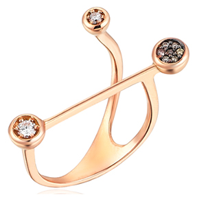 18Kt rose gold diamond fashion ring